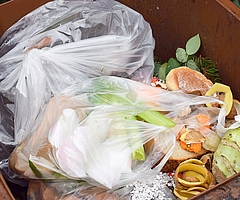 Dieses Bild bietet sich Müllwerkern immer wieder: Plastik in der Biotonne. (Foto: Schweitzer-Media)