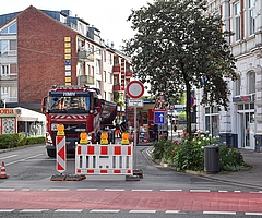 Die Königstraße Richtung Bahnhof Elmshorn ist gesperrt. (Foto: Frank)