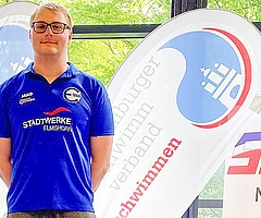 1. Platz: Bennet Fiefeck wurde Landesmeister über 200 Meter Rücken und 200 Meter Lagen bei den Mastermeisterschaften im Landesleistungszentrum Hamburg. (Foto: EMTV)