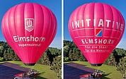 Auf der einen Seite des Heißtluftballons prangt die Stadtmarke "Elmshorn supernormal", auf der anderen Seite die Aufschrift "Initiative Elmshorn: Für die Stadt - für die Menschen". (Foto: Stadt Elmshorn)