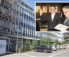 Ein neuer Skandal erschüttert das Elmshorner Rathaus. Als Erik Sachse (kleines Foto links) Ende vorigen Jahres von Bürgervorsteher Andreas Hahn im Amt des Oberbürgermeisters vereidigt wurde, dürfte er nicht geahnt haben, was gleich im ersten Jahr an schwierigen Aufgaben auf ihn zukommen würde.  (Fotos: Frank/rs)