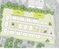 So wird das Containerdorf aussehen. Unten rechts sind Räume fürs Wäschewaschen und -trocknen eingeplant. (Quelle: Stadt Elmshorn)