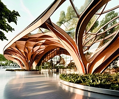 Das Vivaneum ist als Naturerlebnis-Haus mit großen Glasfassaden geplant. (Visualisierung: ©leisureworkgroup)